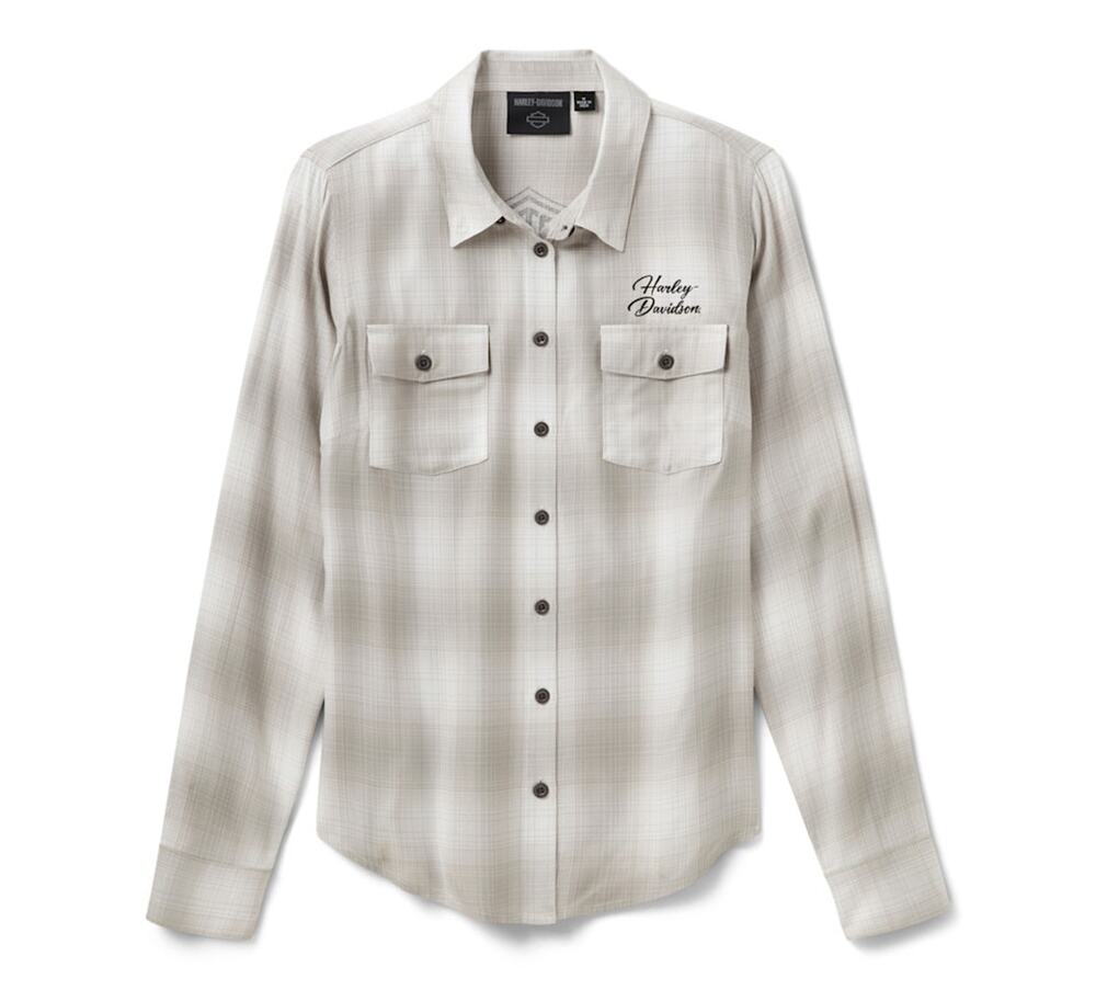 NWT Harley Davidson Women's H-D Essential Plaid Button Front Shirt size Medium